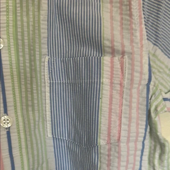 Janie and Jack Blue and Pink Button Down Shirt with Stripes size 5 NWT - Picture 2 of 4